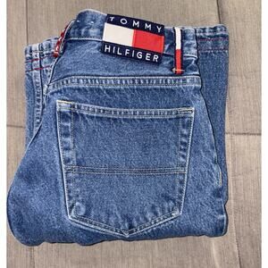 Vintage 90s Tommy Hilfiger Jeans Womens High Rise Flag Logo Straight Size 26/2